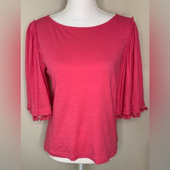 🎄🎄DG2 Diane Gilman Boho Flutter Sleeve Top Pink Women Small - Picture 1 of 7